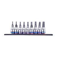Набор торцевых насадок 1/4" TORX, Т8-Т40 мм, L = 37 мм, 9 предметов KING TONY 2109PR