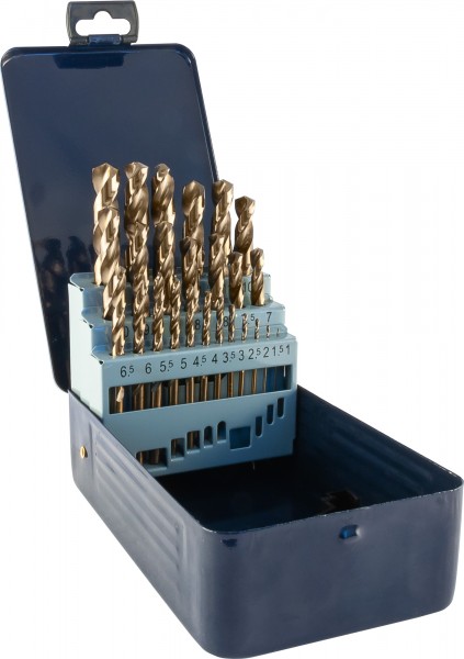 Набор спиральных сверл TDBS19K5 по металлу HSS Co в металлическом кейсе, d1.0-10.0 мм