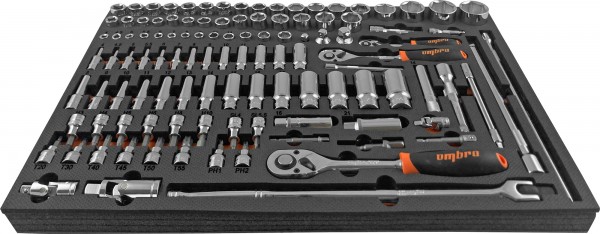 Набор головок торцевых Ombra OMT111STE, 1/4", 3/8", 1/2" DR с аксессуарами