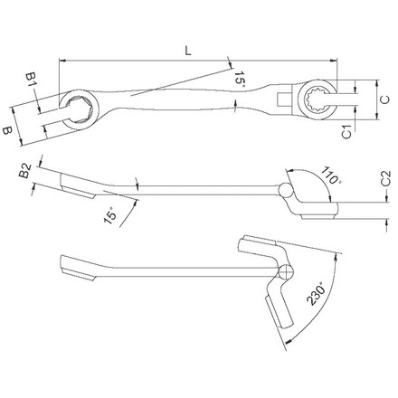 Licota AWT-FXF1111 Ключ разрезной с полукарданом 11х11 мм