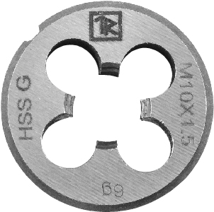 Плашка D-DRIVE MDG305 круглая ручная с направляющей в наборе М3х0.5, HSS, Ф25х9 мм