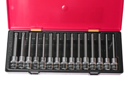 Набор головок и бит-головок JTC-K4152 (1/2", TORX, HEX, SPLINE, 15 предметов в кейсе)