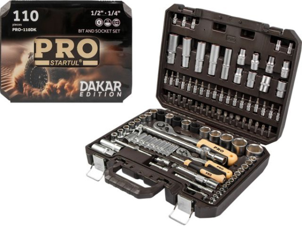 Набор головок и бит 110пр. 1/4",1/2" PRO STARTUL DAKAR (PRO-110DK)