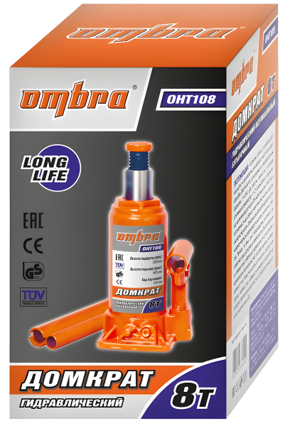 Домкрат бутылочный гидравлический Ombra OHT108 (8т)
