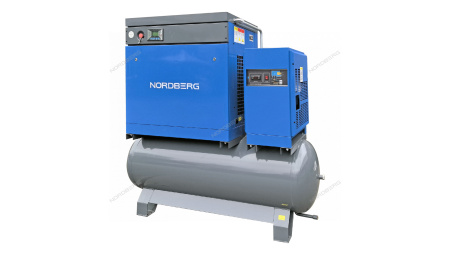 Компрессор винтовой NORDBERG NCB15RD (11 кВт, 10 бар, 1550 л/мин, ресивер 410 л, IP23, осушитель)