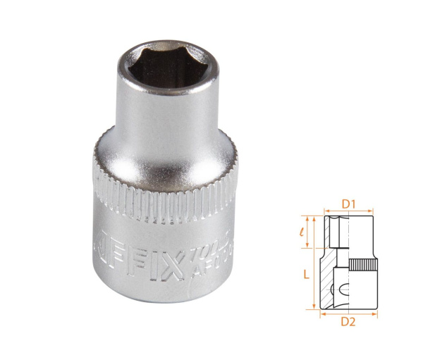 Головка торцевая стандартная шестигранная 3/8" 8 мм AFFIX AF00030008