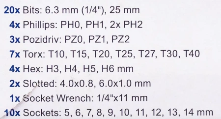 Набор инструментов 31пр. 1/4''
