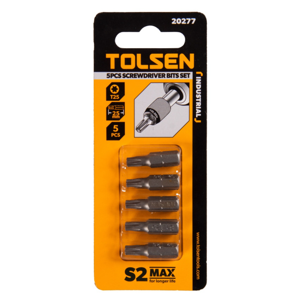 Набор вставок (бит) торцевых 1/4" Torx T25 25 мм 5 предметов TOLSEN TT20277