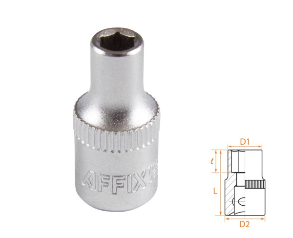 Головка торцевая стандартная шестигранная 1/4" 4,5 мм AFFIX AF00020045