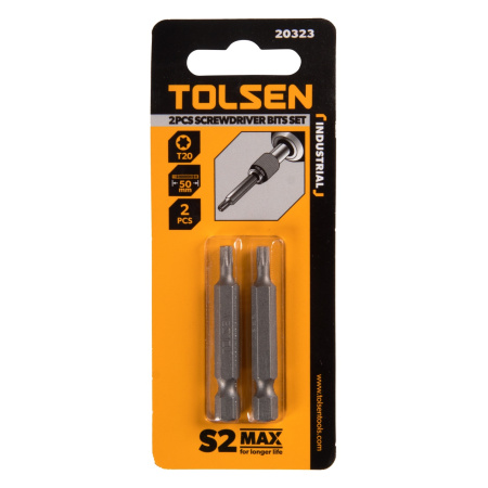 Набор вставок (бит) торцевых 1/4" Torx T20 50 мм 2 предмета TOLSEN TT20323