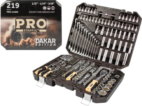 Набор головок и ключей 219пр. 1/4",3/8",1/2" PRO STARTUL DAKAR (PRO-219DK)