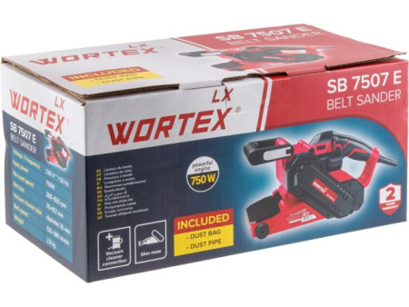 Ленточная шлифмашина WORTEX LX SB 7507 E в кор. 750 Вт, лента 76х457 мм, откидной носик.