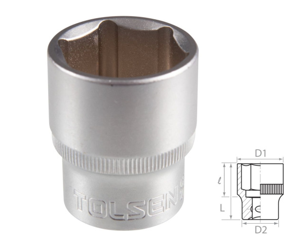 Головка торцевая стандартная шестигранная 1/2" 24 мм TOLSEN TT16524