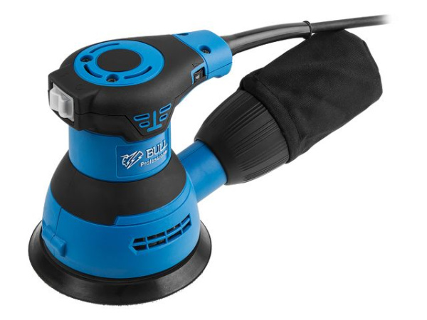 Эксцентриковая шлифмашина BULL OS 1235 в кор. 350 Вт, 125 мм, 8000-12000 об/мин, рег. об. (шнур - 4 м, амп. колебаний 2,6 мм)
