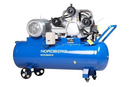 NORDBERG Компрессор NCE200/810 3-х поршн., ременной, чугунная головка, 380В, ресивер 180 л, 800 л/мин