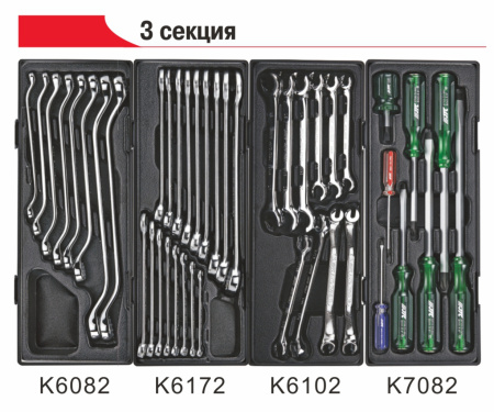Тележка инструментальная JTC-3931 с набором инструментов JTC-225 (7 секций, 225 предметов)