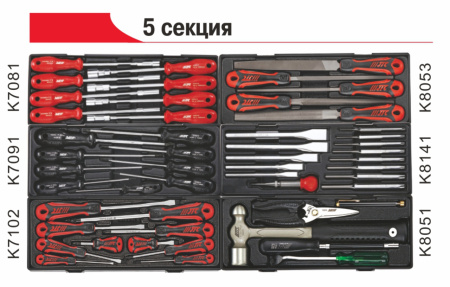 Тележка инструментальная JTC-5641 с набором инструментов JTC-496 (8 секций, 496 предметов)