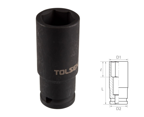 Головка торцевая ударная глубокая шестигранная 1/2" 24 мм TOLSEN TT18274