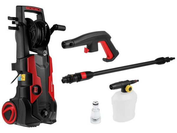 Очиститель высокого давления WORTEX PW 1523-1 1.90 кВт, 150 бар, 450 л/ч, катушка (мойка высокого давления, автомойка, ф-ция самовсасывания, шланг 5 м