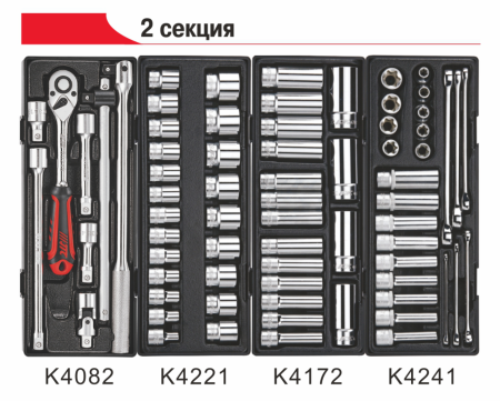 Тележка инструментальная JTC-5021 с набором инструментов JTC-344 (7 секций, 344 предмета)