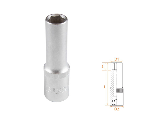 Головка торцевая глубокая шестигранная 1/2" 12 мм AFFIX AF00140012