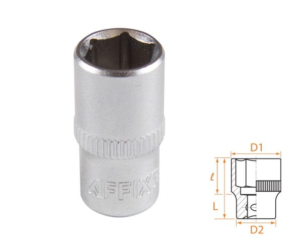 Головка торцевая стандартная шестигранная 1/4" 9 мм AFFIX AF00020009