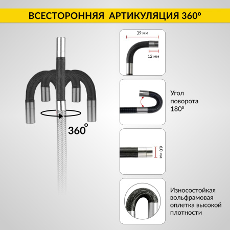 Видеоэндоскоп управляемый USB iCartool IC-V106AW (1 Мп, 1280х720, 1 м, 6 мм зонд, всесторонняя артикуляция)
