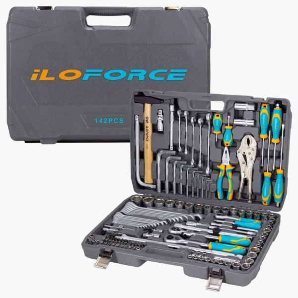 Набор инструментов 142 пр.1/4''3/8''1/2''(6-гр.)(4-32мм)
