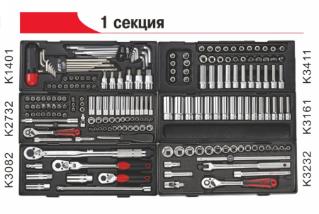 Тележка инструментальная JTC-5641 с набором инструментов JTC-496 (8 секций, 496 предметов)
