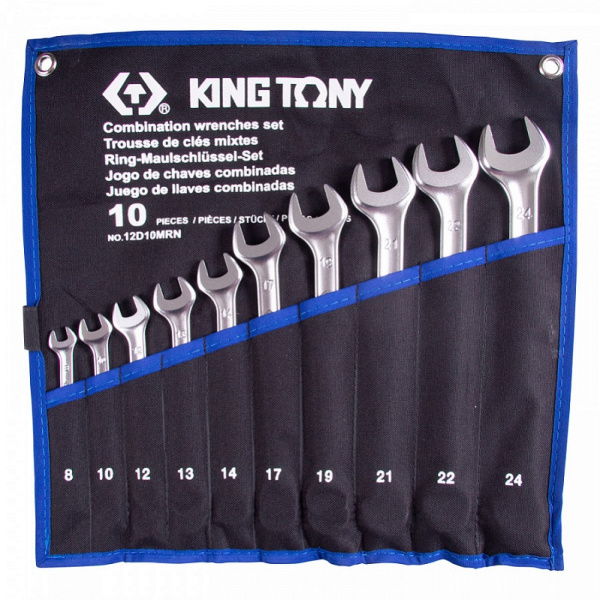 Набор комбинированных ключей KING TONY 12D10MRN, 8-24 мм, чехол из теторона, 10 предметов