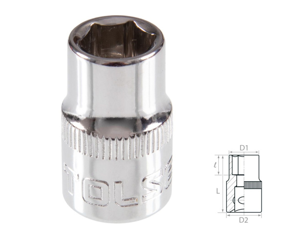 Головка торцевая стандартная шестигранная 3/8" 9 мм TOLSEN TT16309