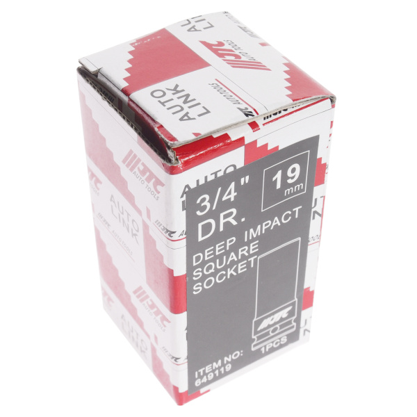 Головка торцевая 4-х гранная ударная глубокая JTC-649119 (квадрат, 3/4", 19 мм, L=90 мм)