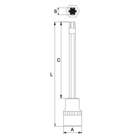 Бита-головка длинная JTC-45555200 (1/2", TORX, T55х200 мм)