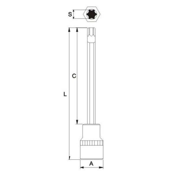 Бита-головка длинная JTC-45555200 (1/2", TORX, T55х200 мм)