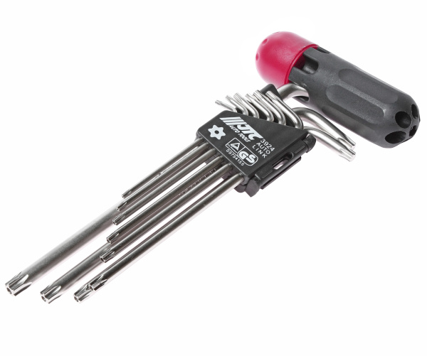 Набор ключей TORX T10Н-Т50H Г-образных с отверстием JTC-3924 (9 предметов)