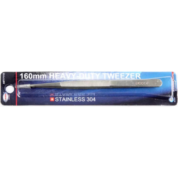Пинцет прямой рифленый Licota AET-7115 (160 мм)