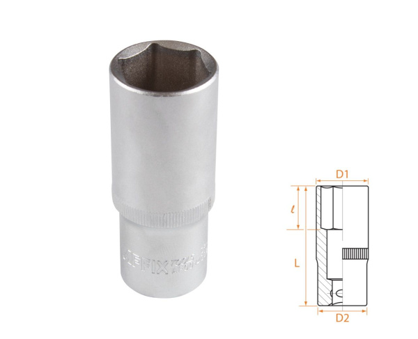 Головка торцевая глубокая шестигранная 1/2" 24 мм AFFIX AF00140024
