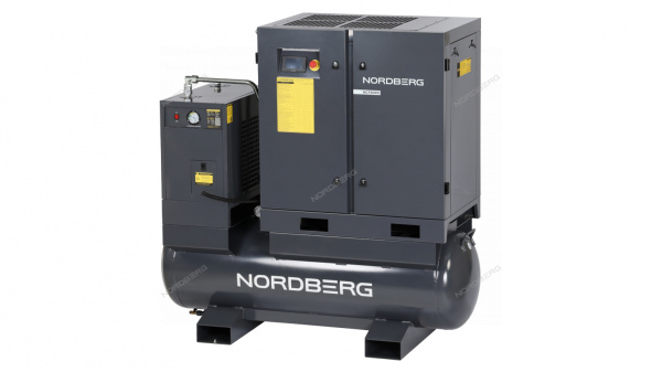 Компрессор винтовой NORDBERG NCF20RD, 15 кВт, 10 бар, 2150 л/мин, ресивер 410 л, с частот. преобраз., осушитель