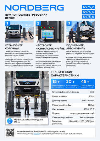 Подкатной подъёмник аккумуляторный, электрогидравлический (комплект 4 шт.)