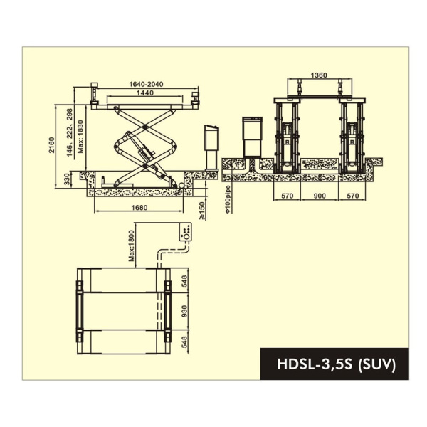 Ножничный подъёмник г/п 3.5 т Хорекс Авто HDSL-3.5S(SUV)