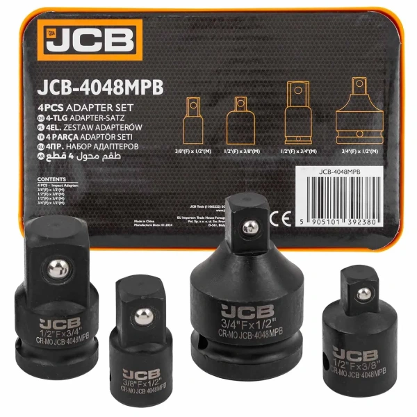 Набор адаптеров ударных 4пр(3/8''(F)x1/2''(M),1/2''(F)x3/8''(M),1/2''(F)x3/4''(M),3/4''(F)x1/2''(M)),в ложементе
