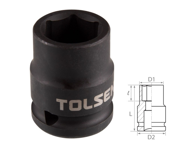Головка торцевая ударная шестигранная 1/2" 17 мм TOLSEN TT18217