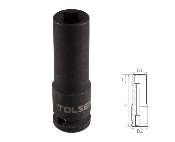 Головка торцевая ударная глубокая шестигранная 1/2" 15 мм TOLSEN TT18265