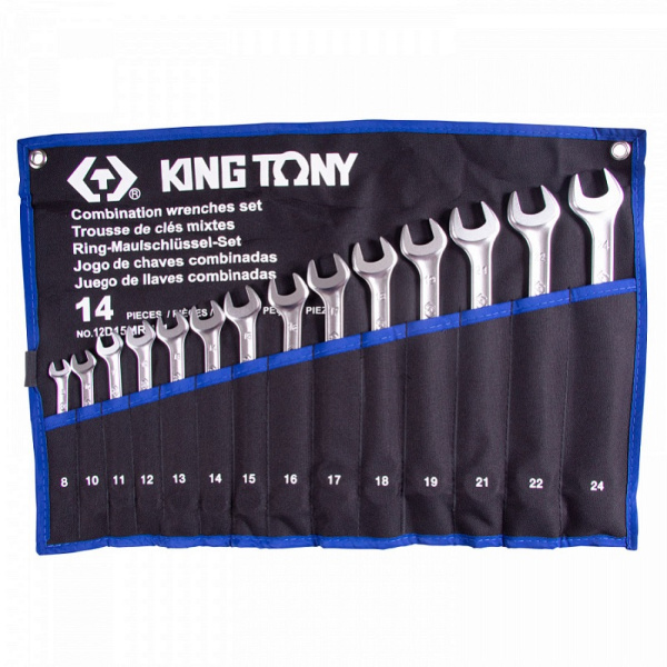 Набор комбинированных ключей KING TONY 12D15MRN01, 8-24 мм, чехол из теторона, 14 предметов