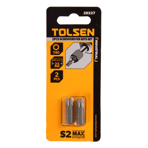 Набор вставок (бит) торцевых 1/4" Torx T40 25 мм 2 предмета TOLSEN TT20227