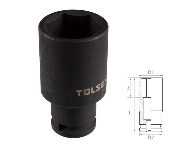 Головка торцевая ударная глубокая шестигранная 1/2" 32 мм TOLSEN TT18282