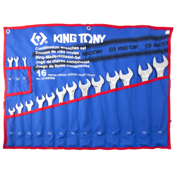 Набор комбинированных ключей, 1/4"-1" 1/4", 16 предметов KING TONY 1216SRN