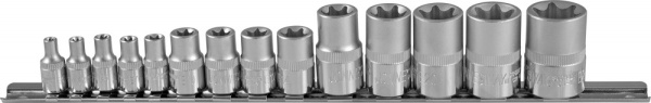 Набор головок торцевых S06H414S, 1/4", 3/8", 1/2"DR, внешний TORX®, на держателе, Е4-E24, 14 предметов