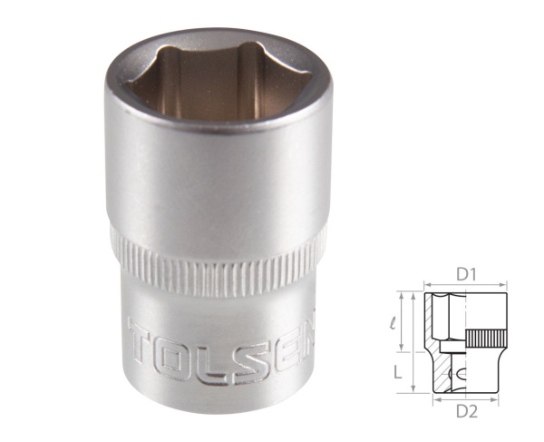 Головка торцевая стандартная шестигранная 1/2" 16 мм TOLSEN TT16516