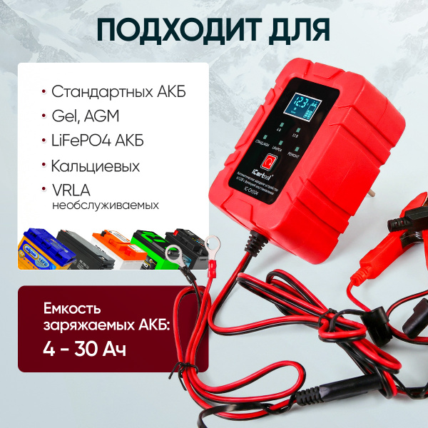 Импульсное зарядное устройство 6/12В с функцией восстановления iCartool IC-CH104